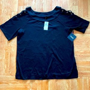 Rafaella Woman’s Short Sleeve 1X black top